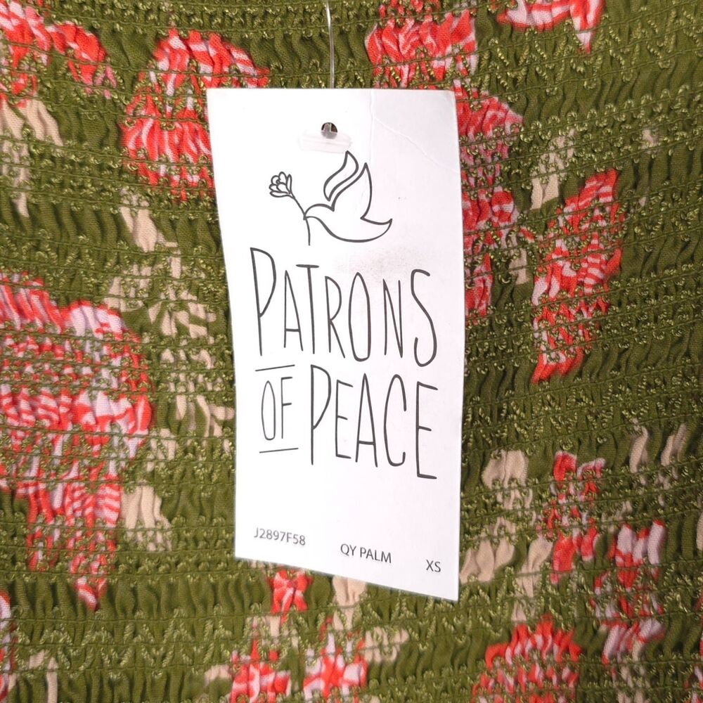 PATRONS OF PEACE Women New Maxi Dress XS Tropical Floral Smocked Tassel J2897F58 - Picture 10 of 11